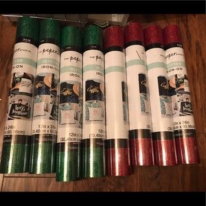 Paper Source Red & Green Glitter Iron On - 8 rolls